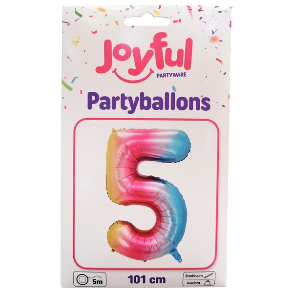Folienballon Regenbogen Zahl 5 – 13 Cm – Für Torten & Geburtstagsdeko
