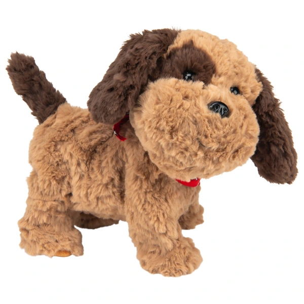 Verrijking witte puppy pluche, eend knuffeldier hond speelgoed