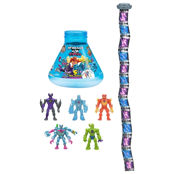 MrBeast Lab Hybrids Figuren 5er Set mit Mega Torso Panther Bauteil