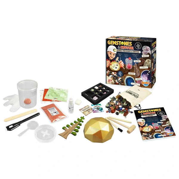 KIMIGO Kit D'archéologie – Cristaux Et Pierres Précieuses – Excavation Lune – 15 Vraies Gemmes – Collier Et Pendentifs – Sciences Pour Enfants Dès 6 Ans – Cadeau Anniversaire