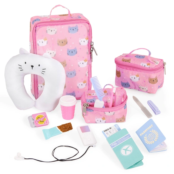 Our Generation Set Bagagli E Accessori Da Viaggio Per Bambole 46 Cm – Valigia, Passaporto, Fotocamera, Cuscino E Molto Altro