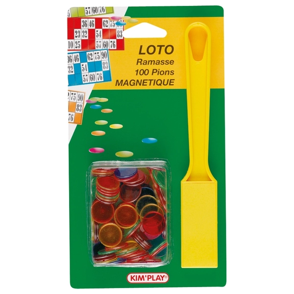Palet Magnétique Bingo Jaune + 100 Pions Aimantés – 9 X 7 Cm – Diamètre Pions 17,4 Mm – Accessoire Loto – Dès 3 Ans
