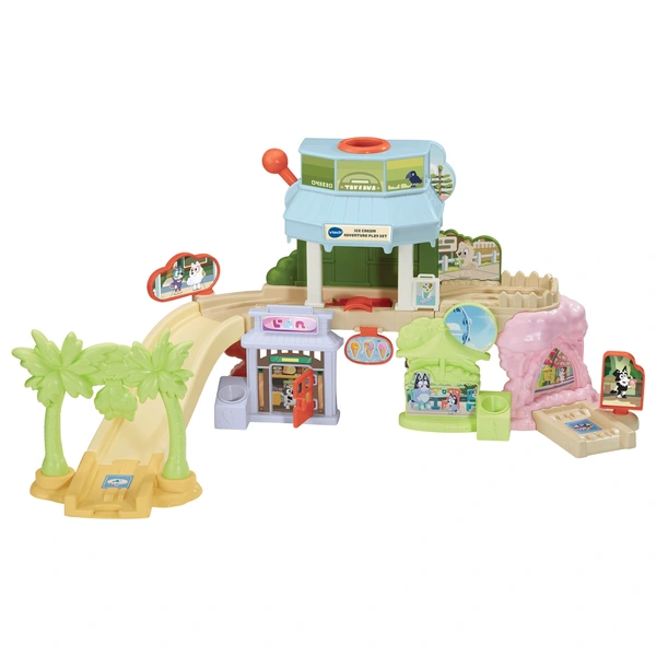 vtech ヴイテック　ミニカー　アラウンドタウン　アイスクリーム　カフェ VTech Toot-Toot Drivers Bluey: Ice Cream Adventure Playset