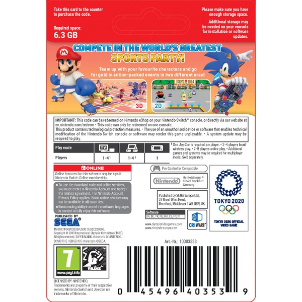 Nintendo Switch: Mario & Sonic bei den Olympischen Spielen Tokyo 2020 (Digitaler Download)