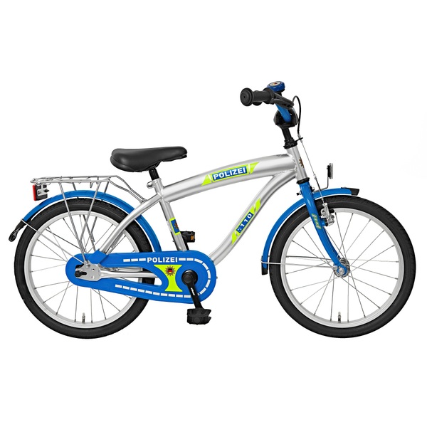 18 Zoll Polizei Kinderfahrrad, silber/blau Smyths Toys