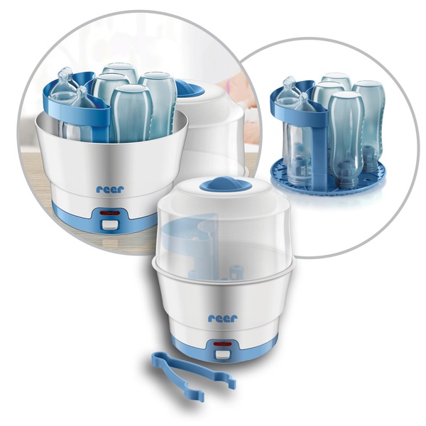 Reer VapoMat S - Sterilizzatore A Vapore Per Biberon, Tettarelle E Accessori Bambino, 10 Minuti