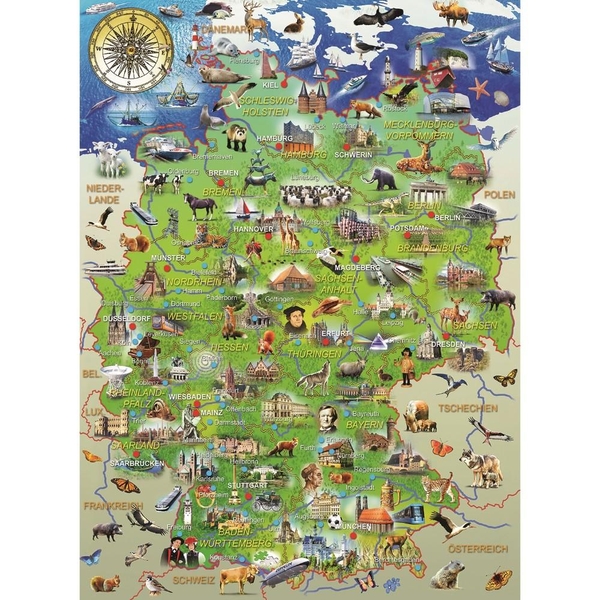Ravensburger XXL Puzzle Meine Deutschlandkarte, 150 Teile Puzzles