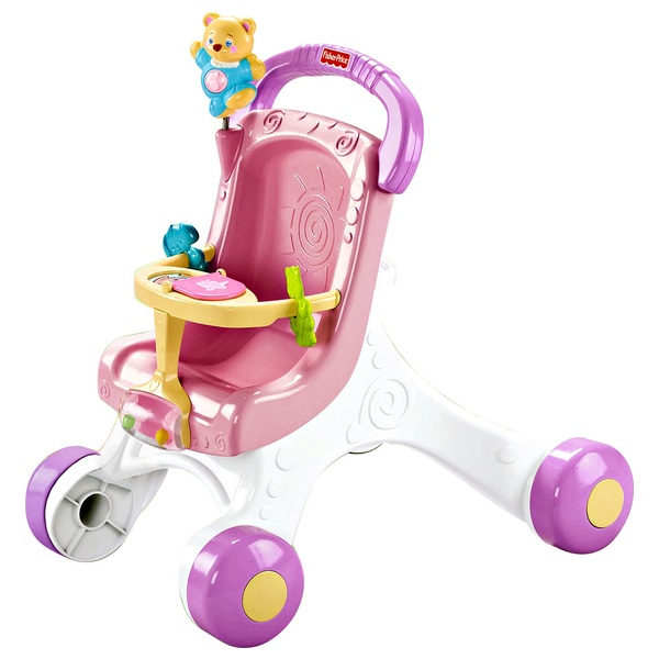 Fisher-Price Puppenwagen (rosa), Lauflernwagen Mädchen, Lauflernhilfe, Laufwagen | Smyths Toys ...