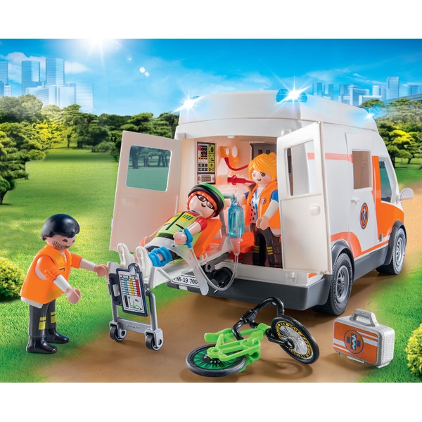 PLAYMOBIL City Life Set 70049 Rettungswagen mit Licht und Sound