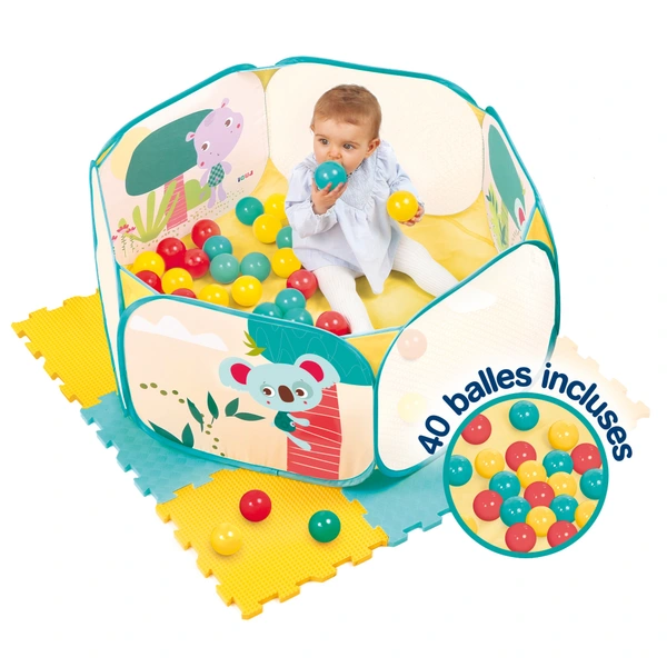 Ludi Piscine à Balles Pop-up – Thème Jungle, 40 Balles, Sac De Transport, Dès 6 Mois