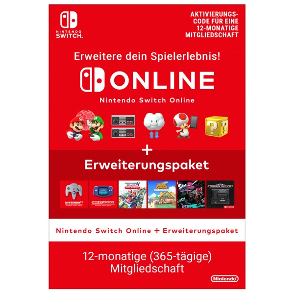 Mitgliedschaft Online Nintendo | Deutschland Smyths Toys 12-monatige Aktivierungs-Code + Switch Erweiterungspaket
