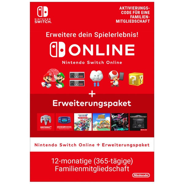Nintendo Switch Online Aktivierungs-Code 12-monatige Familienmitgliedschaft + Deutschland Erweiterungspaket Toys Smyths 