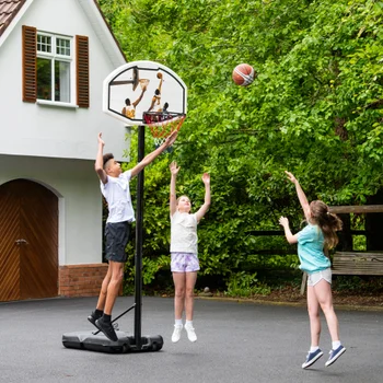 Toddler Basketball Hoop Stand Adjustable Height 2.5 - 4 ft - Mini Indoor Basketball Goal Toy with Ball & Pump for Baby Kids Boys Girls Outdoor Play