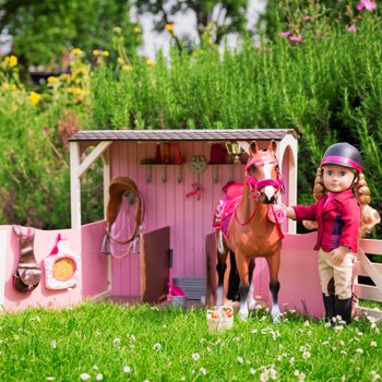 Our Generation Rashida with Horse & Trailer Accessory Set Posable 18 Doll  Equestrian Bundle 