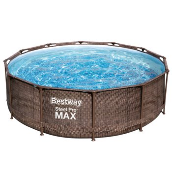 Bestway Frame Pool Steel Pro Max Rattan Design 366 x 100 cm mit Pumpe und Leiter