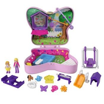 Polly Pocket Backyard Butterfly Compact and Dolls