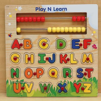 Play N' Learn Wooden Alphabet Shapes Puzzle with Abacus