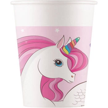 Einhorn Regenbogenfarben Pappbecher 8 Stück