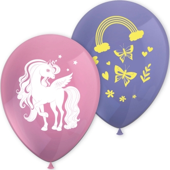 Einhorn Regenbogen Latex Ballons pink und lila 8 Stück