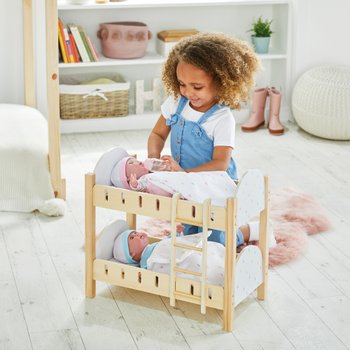 Baby Annabell's Dimples Cot Bed with Storage and Doors! Little girl sends 8 Baby  Dolls Go to Bed! 