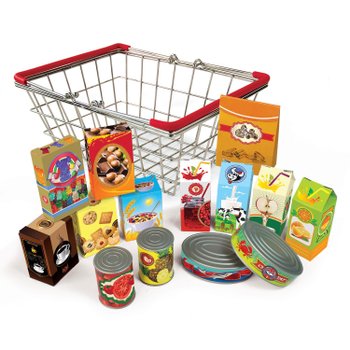 Kitchen Corner Shopping Basket Play Food Set 15 Pieces
