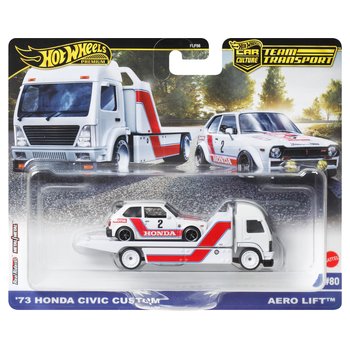 Hot Wheels 73 Honda Civic Custom & Aero Lift Car and Hauler 1:64 Scale 2 Pack