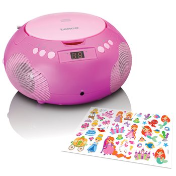 Lenco SCD-625 tragbarer Kinder-CD-Player mit Radio, Mikrofon, und Bluetooth pink