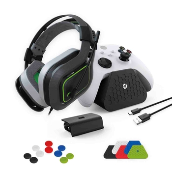 Gioteck Essential Pack for Xbox - Headset, Charging Stand with Battery, Thumb Grips & USB-C Cable