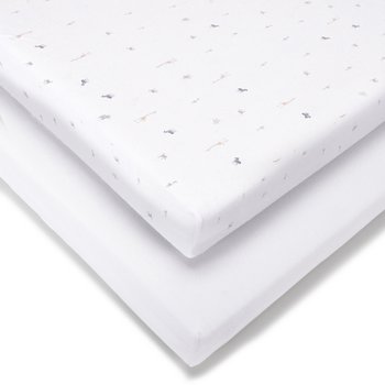 Baby Elegance Travel Cot Jersey Cotton Fitted Sheets Safari 100 x 70cm 2 Pack