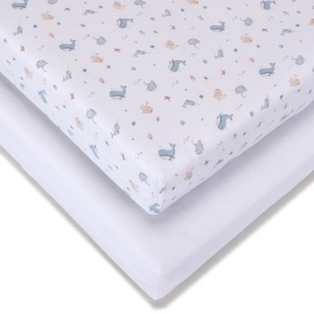 Baby Elegance Crib Jersey Cotton Fitted Sheets Under the Sea 95 x 50cm 2 Pack