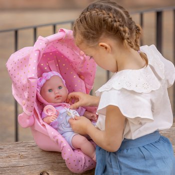 Baby Doll Carrier Seat Heart Print in Pink