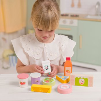 Kitchen Corner Wooden Groceries Play Food Set 9 Pieces