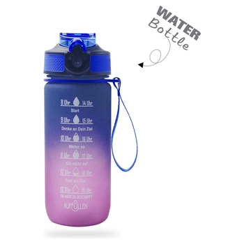 Trinkflasche mit Markierungen 500 ml blau/lila
