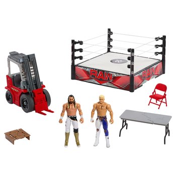WWE Playset Wrekkin' Raw Brawl with Cody Rhodes and Seth Rollins Action Figures