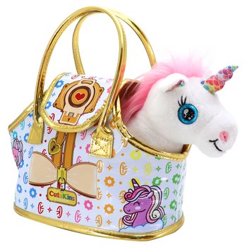 Cutekins Plush Pet Unicorn Soft Toy with Matching Designer Carry Bag 20cm