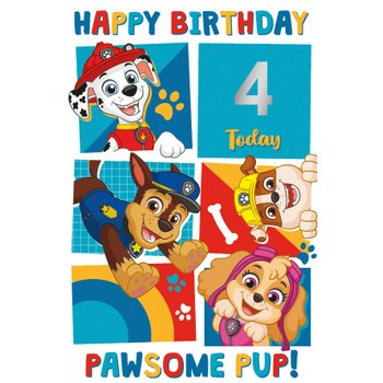 PAW Patrol Birthday Card Age 4 Customisable