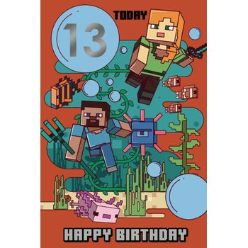 Minecraft Customizable Birthday Card Age