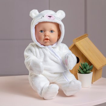 Ivy & Lily Baby Doll Cosy Bear Onesie White 43cm