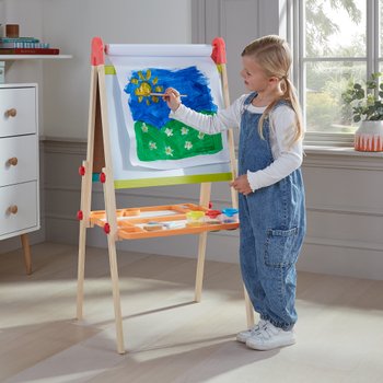 2-in-1 Wooden Easel and Chalkboard Set
