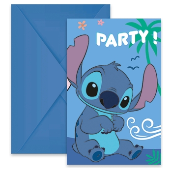Disney Lilo & Stitch Einladungskarten mit Stitch 6er-Set blau