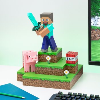 Minecraft LED Lamp Steve Diorama with Pigs 30cm