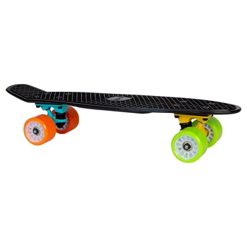 Skateboard Mini mit LED Rollen 55 cm schwarz