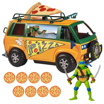Teenage Mutant Ninja Turtles Mutant Mayhem Set Pizza Fire Van and Leonardo Action Figure