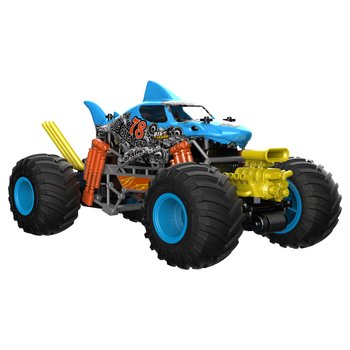 CRAZON Ferngesteuertes Auto Shark Monster Truck 1:10 blau mit Raucheffekt