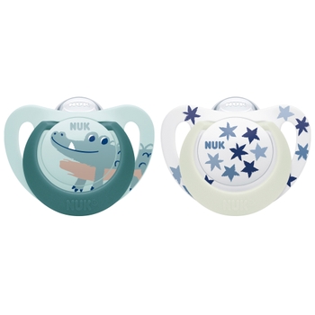NUK Schnuller 6-18 Silikon Gr. 2 Star Day & Night 2er Set sortiert
