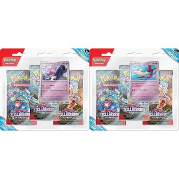 Pokémon Karten Karmesin & Purpur Stellarkrone 3er Set Blister sortiert