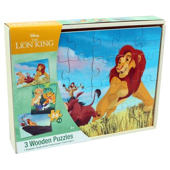 Disney The Lion King 24 Piece Wooden Puzzles 3 Pack with Storage Tray