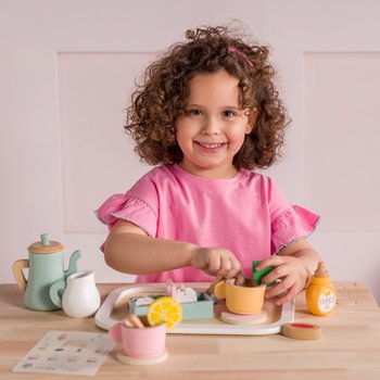 Kitchen Corner Wooden Tea Set with Teatime Menu 21 Pieces