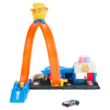 Hot Wheels City Rennbahn Super Polizeistation mit Polizeiauto