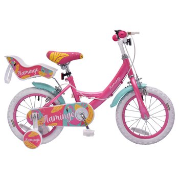14 Inch Flamingo Bike with Doll Carrier Pink & White